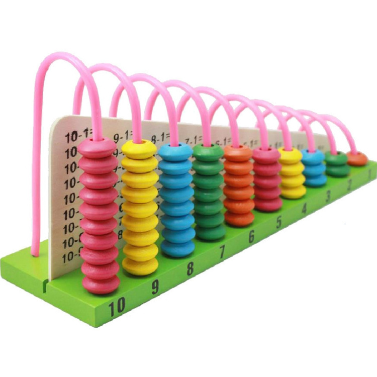 Montessori preschool counting calculator educational wooden abacus frame toy Bead Calculation Frame