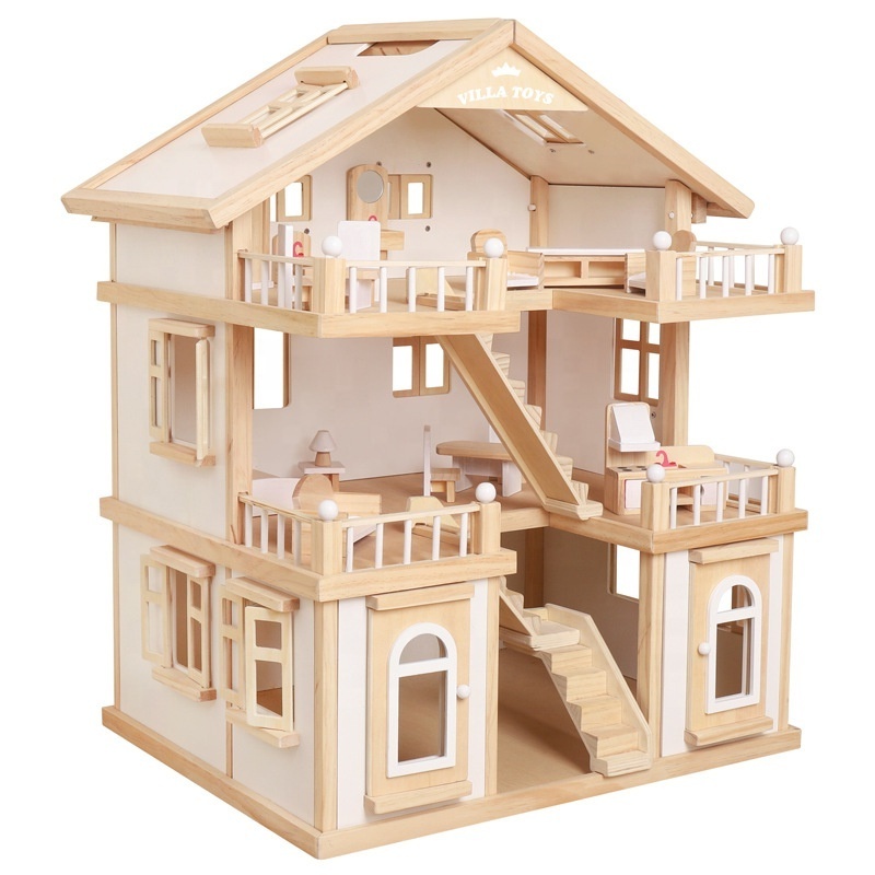 Children role playing game DIY wood house Wooden doll house