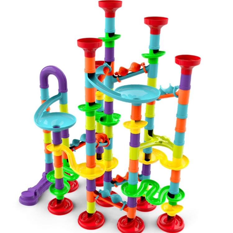 Educational DIY Construction Building Blocks 113 pieces Marble Run Toy Marble Maze Game Building Toy for Kid