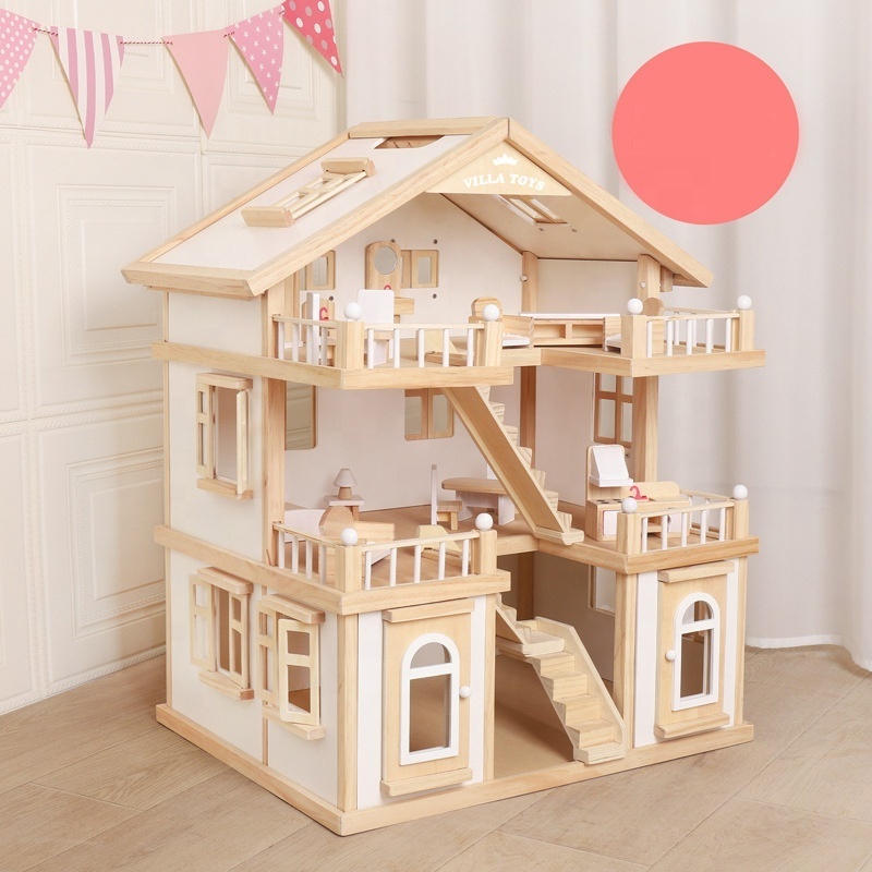 Children role playing game DIY wood house Wooden doll house