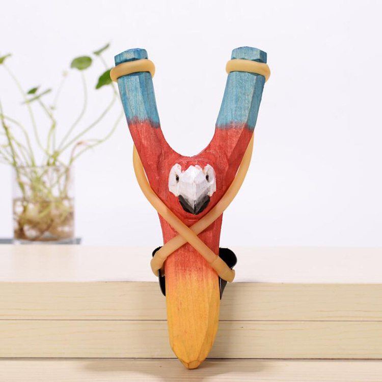 wooden animal shaped shooting game kids toy slingshot