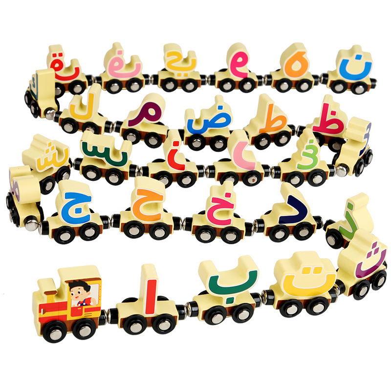 Wooden Train Set magnetic train toy Magnetic Russian Alphabet Train Toy for kids