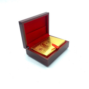 Waterproof Gold Plated Deck Poker Cards Game Playing Cards With Wooden Box Gold Foil Poker