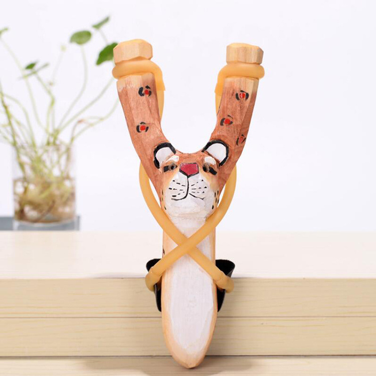 wooden animal shaped shooting game kids toy slingshot