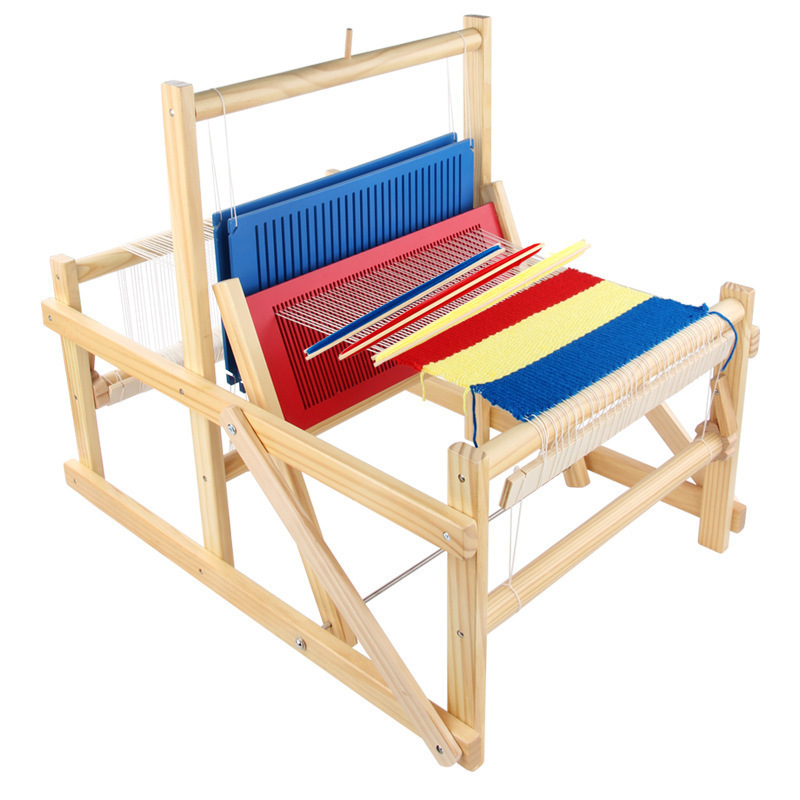 HOYE CRAFT Children's Wooden Handicraft Ornaments Loom Spinning Weaving Machine e Matching Blocks