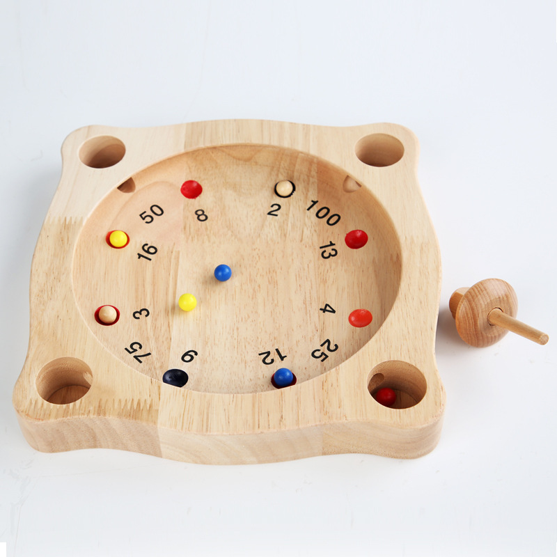 HOYE CRAFT Wood Table Game Children's Wood Creative Roulette Chess Kids Wooden Early Education Toys