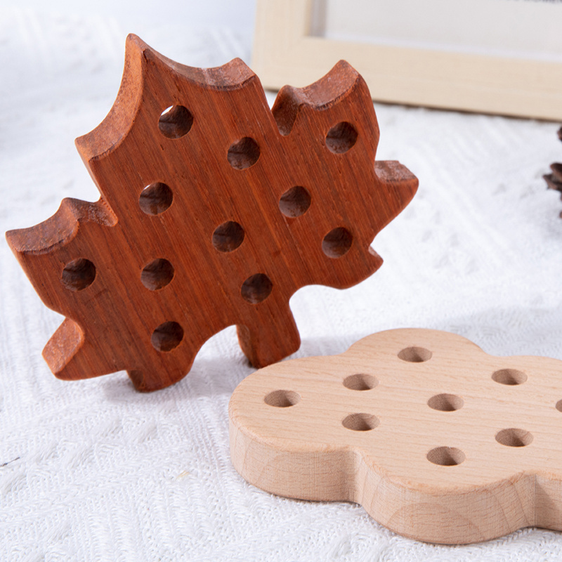 HOYE CRAFT Fashion New Kids Sapele Wooden Threading Bead Toys Star Moon Shape Lacing Game Early Educational Learning Toys