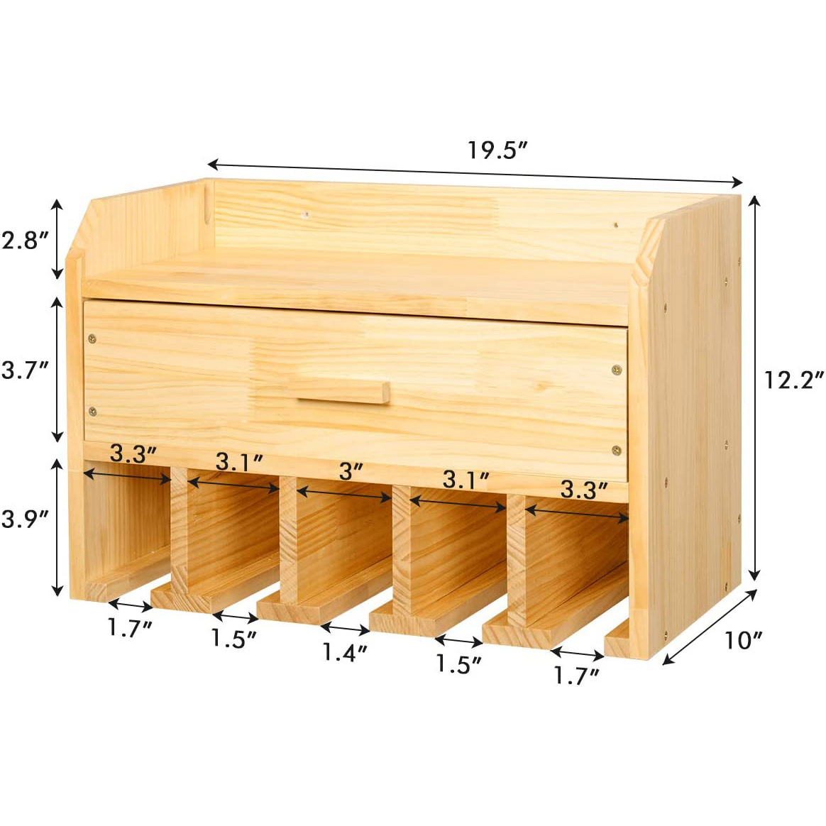 Power Tool Organizer Storage Garage Organizer Drill Charging Station Wooden Cordless Drill Holder Rack Wall Mount with Drawer