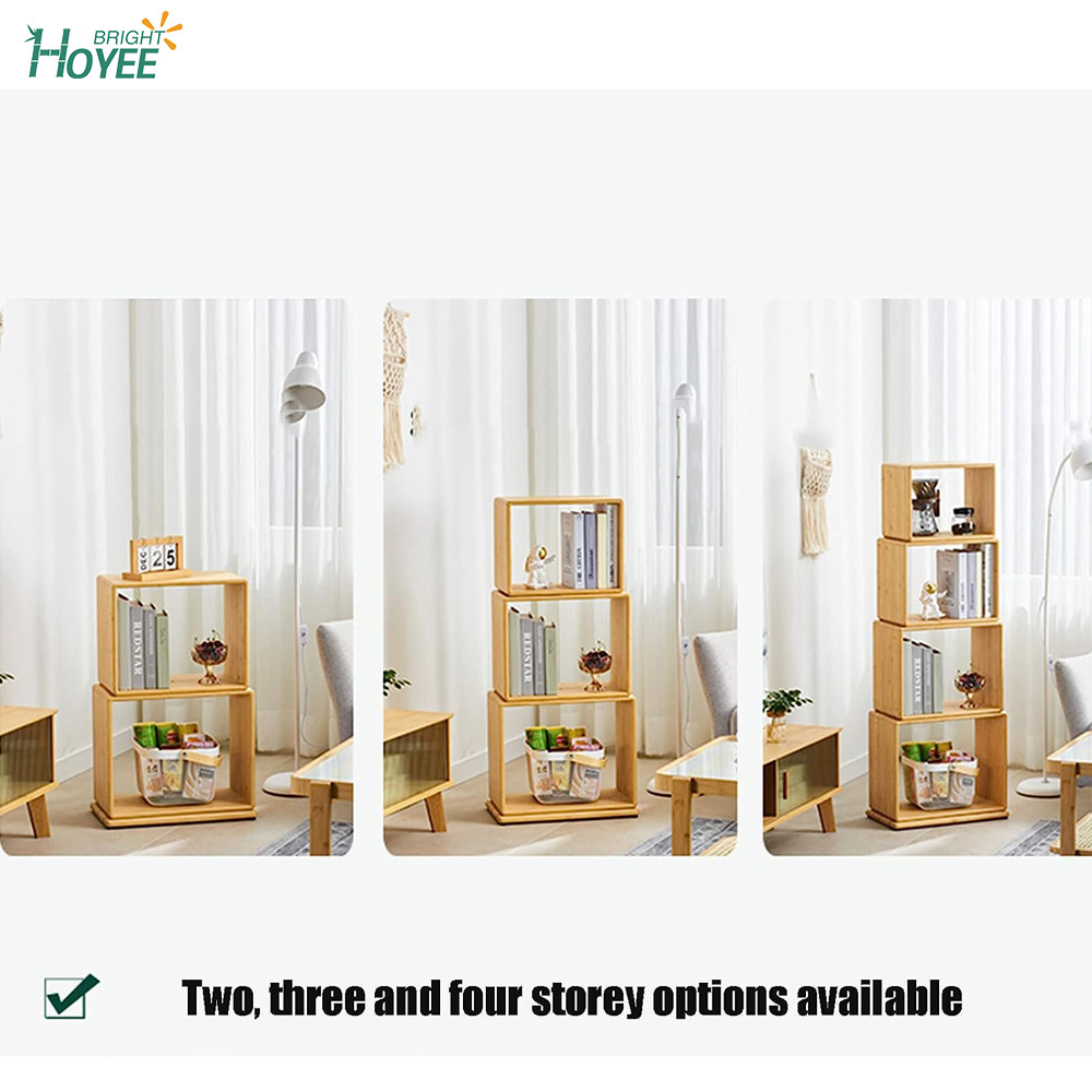 360 Rotating Bookshelf Open Storage Bamboo Material Strong and Durable Odourless Multifunctional Storage Shelf