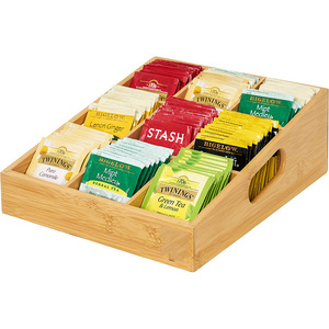 9 Compartments Bamboo Tea bag Storage Box Chest Tea Bag Holder Rack Storage Container Tea Caddy for Coffee