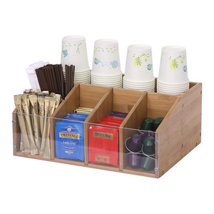 Coffee Station Organizer Coffee Bar Caddy Organizer with Removable Dividers Office Coffee Bar Accessories and Organizer