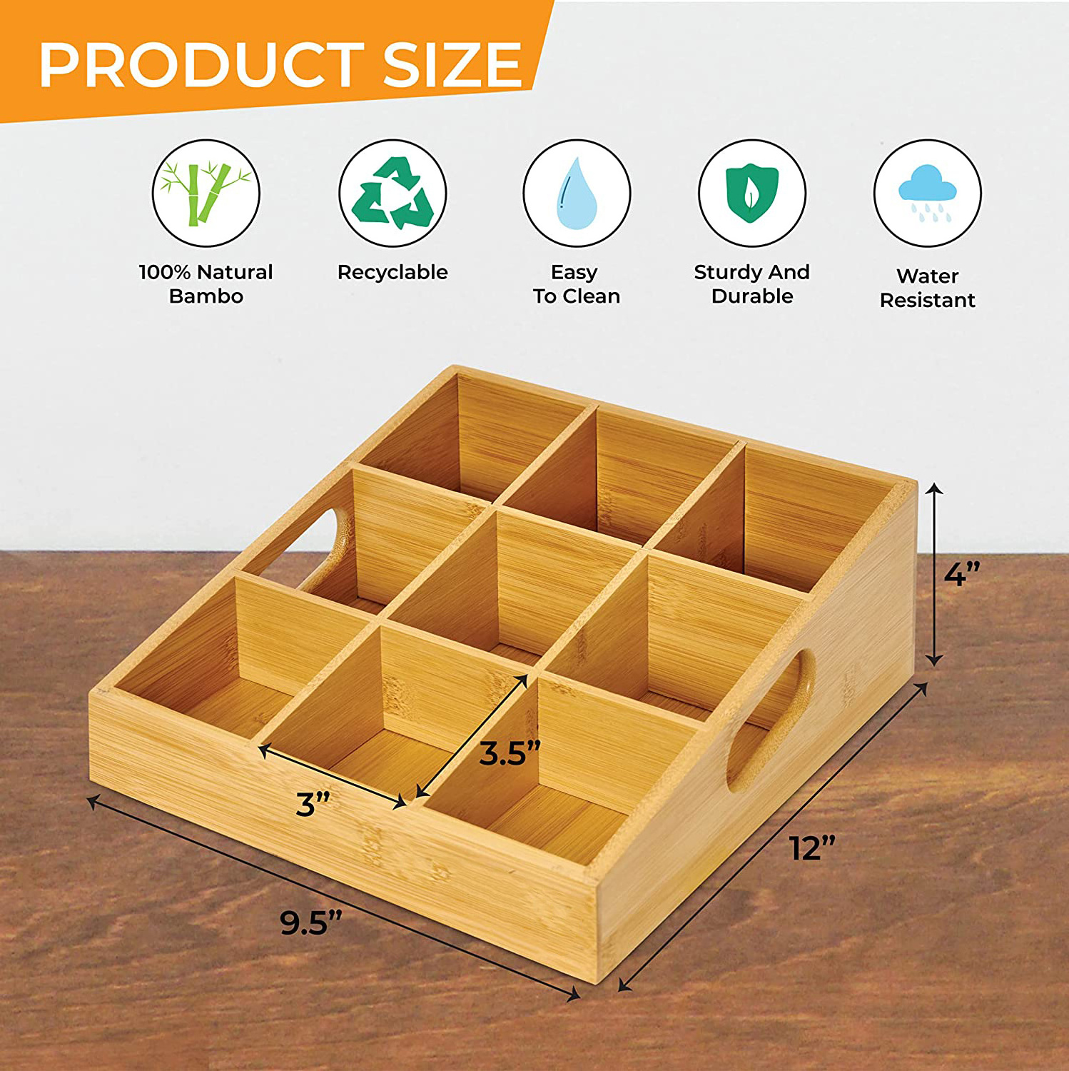 9 Compartments Bamboo Tea bag Storage Box Chest Tea Bag Holder Rack Storage Container Tea Caddy for Coffee