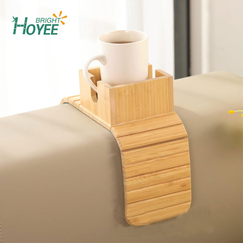 Bamboo Convenient Sofa Drink Holder Removeable Lid Design Couch Cup Holder For Couch Sofa Bed