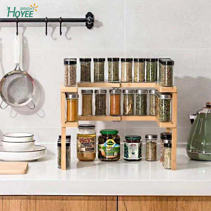 Factory direct bamboo seasoning rack kitchen shelf supplies bamboo, wood, oil, salt, sauce, vinegar, spice bottle storage rack