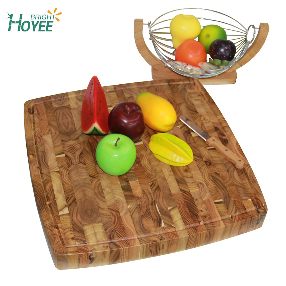 Hot selling Meat Veggies Fruits Bread Teak End Grain Wood Mix Chopping Block Chopping Board