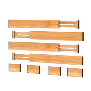 Bamboo Drawer Dividers Organizers Drawer Separators Splitter 17-22 inches Long Adjustable Spring-loaded Organizer