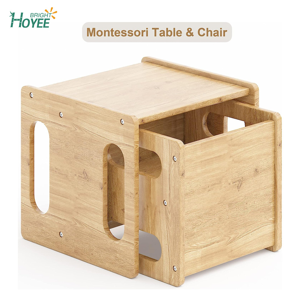 Montessori Weaning Table and Chair,Real Hardwood, Desk for Toddler Reading,Snack Time,Playroom