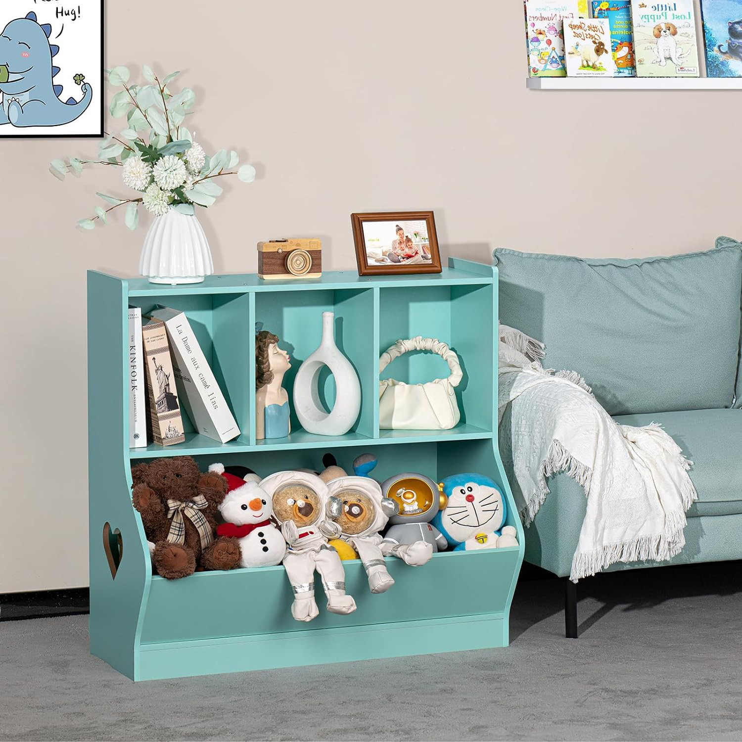 Kids Toy Storage Organizer Children Small Bookcase and Bookshelf Toddler Toy Storage Cabinet Toy Shelf for Playroom, Bedroom