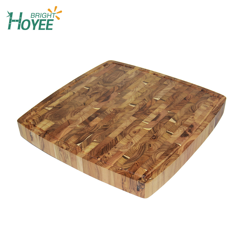 Hot selling Meat Veggies Fruits Bread Teak End Grain Wood Mix Chopping Block Chopping Board