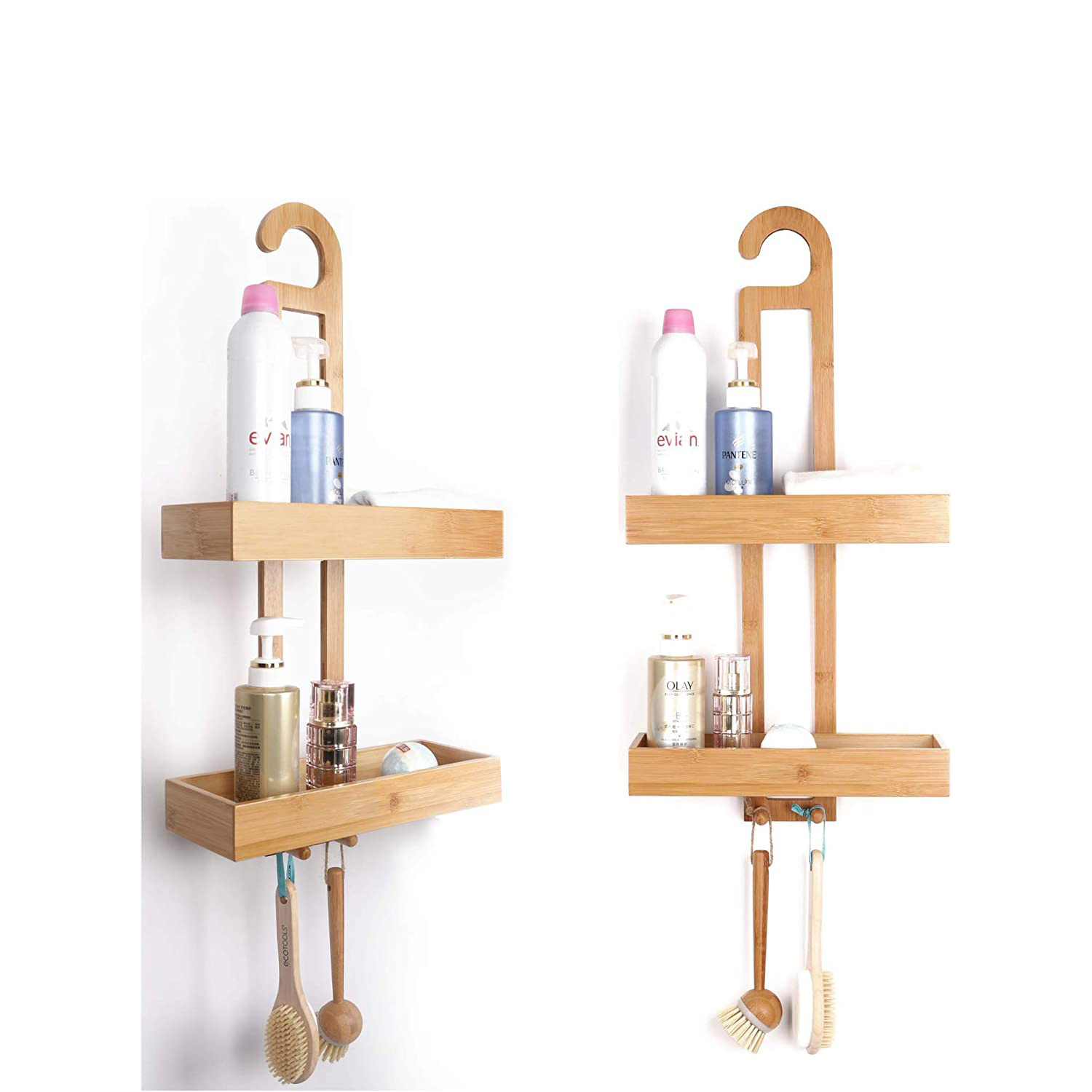 Bamboo Shower Rack Organizer Hanging Shower Caddy Holder for Bathroom Shampoo and Soap