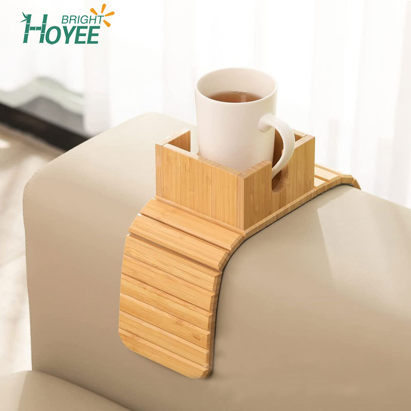 Bamboo Convenient Sofa Drink Holder Removeable Lid Design Couch Cup Holder For Couch Sofa Bed