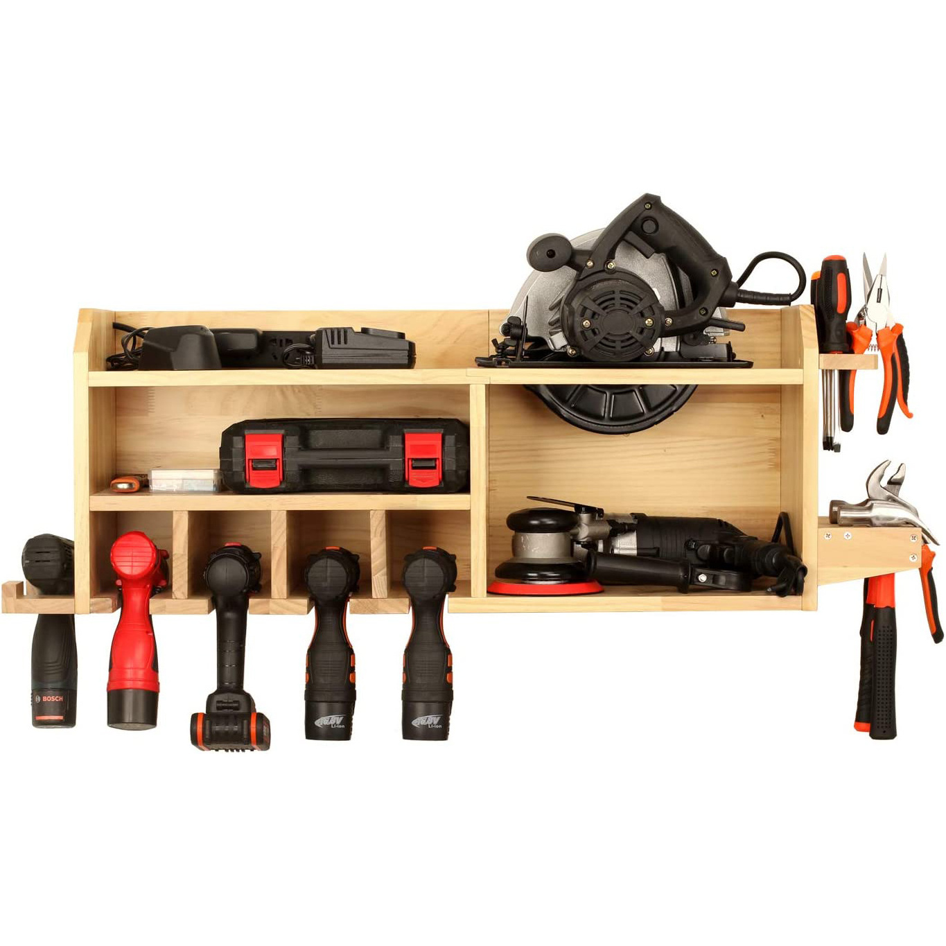 Power Tools Storage Charging Station 5 Drill Hanging Slots Wall Mount Garage Organizers and Storage with Widen Space