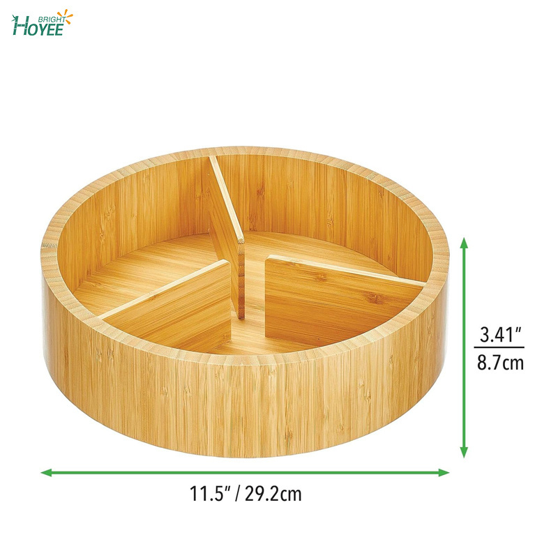 Bamboo Wood Lazy Susan Turntable Spinner Rotating Organizer for Kitchen