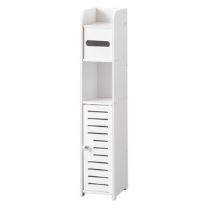 Free Standing White  Bathroom Storage Cabinet wood Toilet Paper Holder Stand Small Bathroom Storage organizer rack