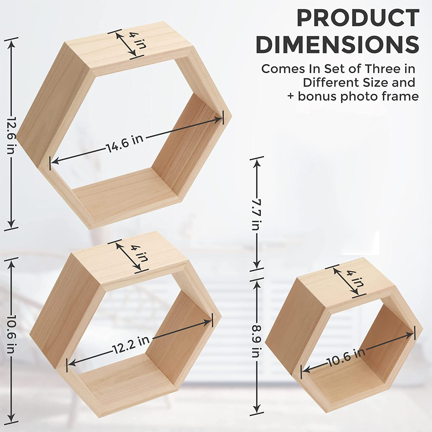 Hexagon Shelves Wood Honeycomb Shelves Wall Decor for Living Room Bedroom Modern Wall Mount Hexagon Floating Shelves Floating