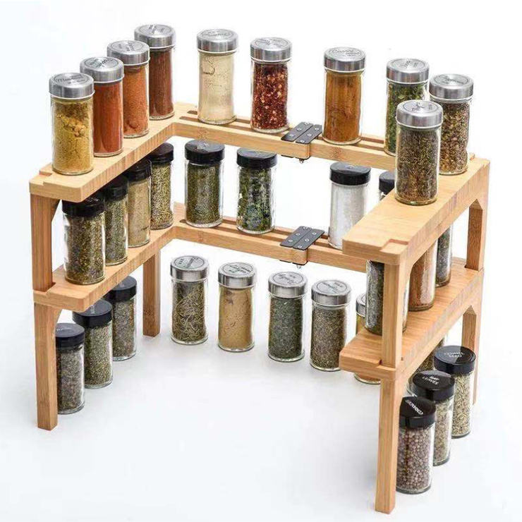 Factory direct bamboo seasoning rack kitchen shelf supplies bamboo, wood, oil, salt, sauce, vinegar, spice bottle storage rack