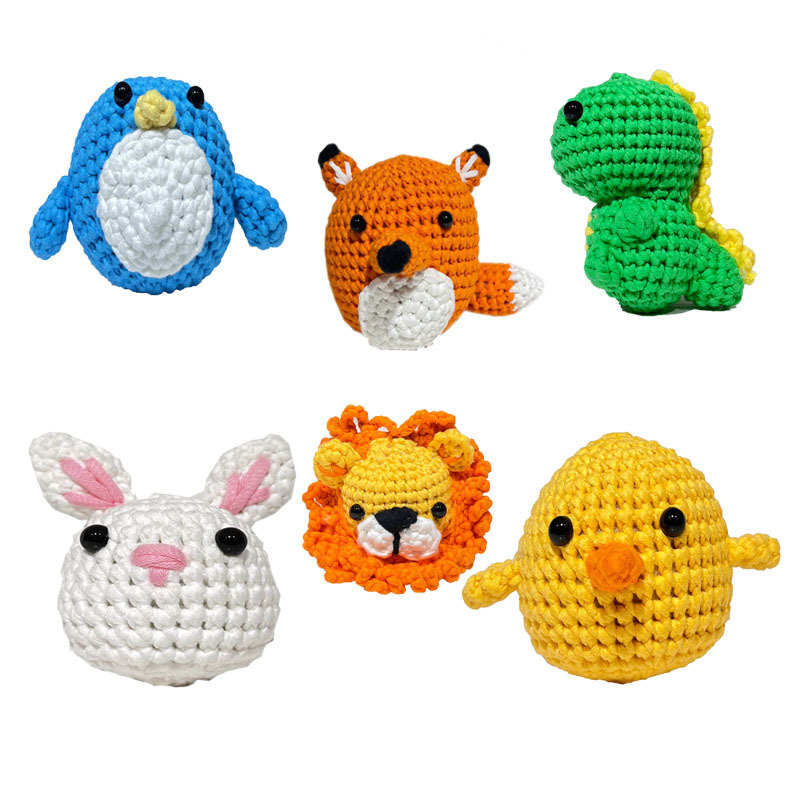 Animal Penguin dinosaur chick Needlework Set Knitting Woobles DIY Crochet Starter Kit with Tutorials for Begainners