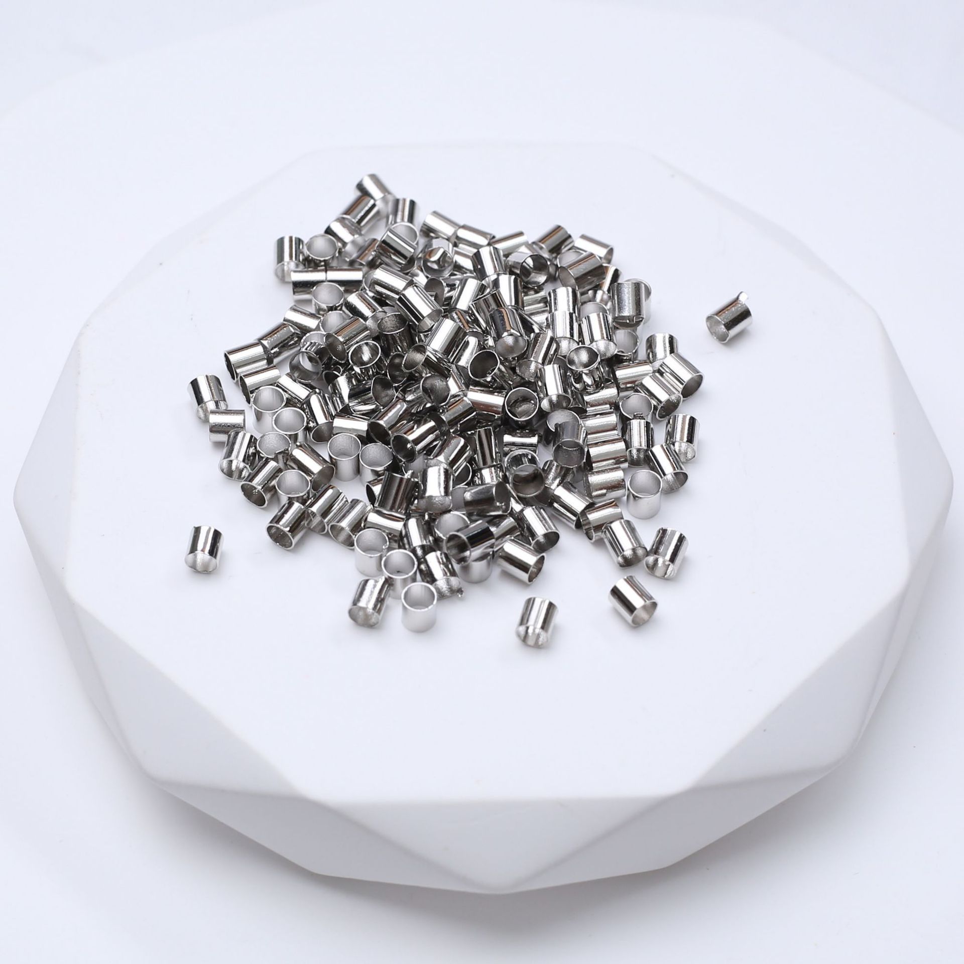 HOYO Stainless Steel Gold Tube Stopper Spacer Bead Crimp End Beads for Jewelry Making Supplies