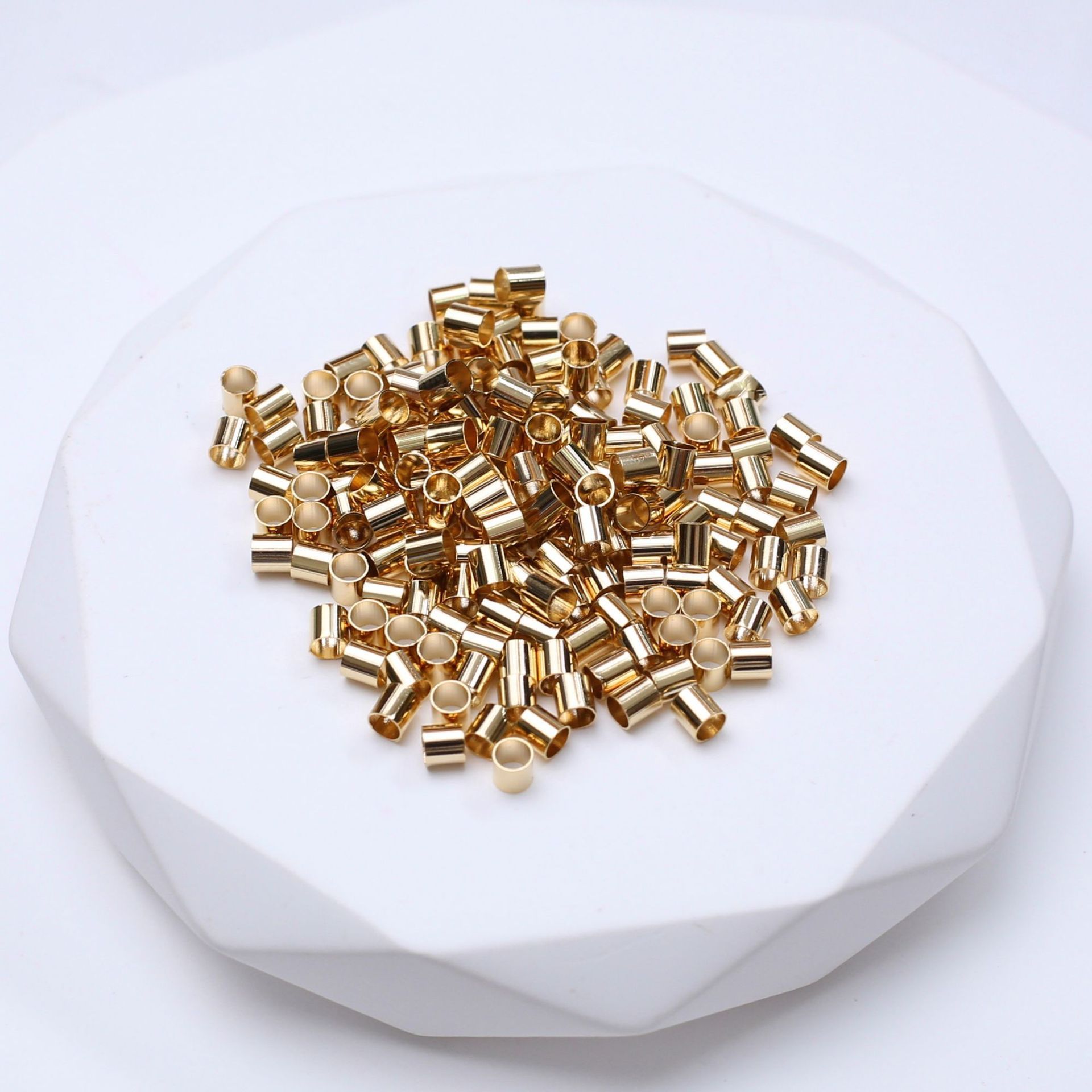 HOYO Stainless Steel Gold Tube Stopper Spacer Bead Crimp End Beads for Jewelry Making Supplies