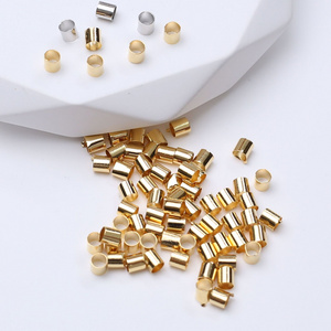 HOYO Stainless Steel Gold Tube Stopper Spacer Bead Crimp End Beads for Jewelry Making Supplies