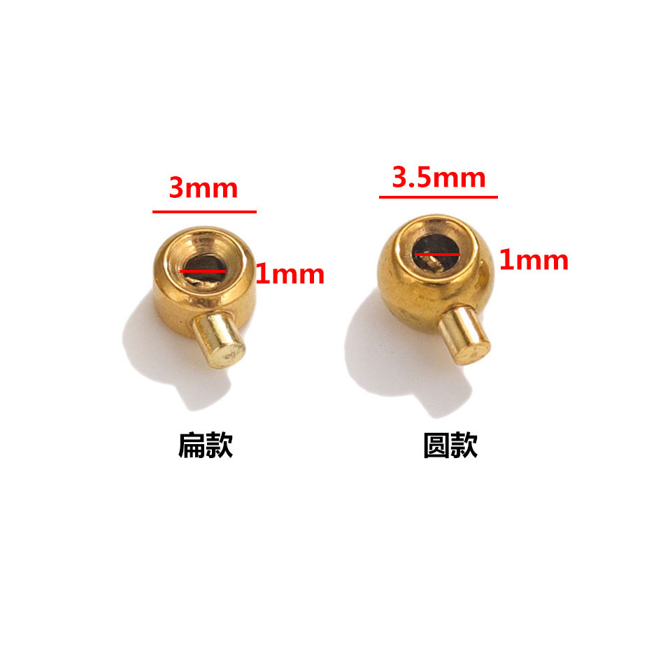 Hoyo Stainless Steel Buttons Plating Gold Ball Stopper Spacer Bead Crimp End Beads For Jewelry Making Supplies