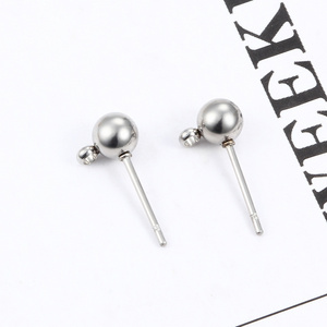 Hoyo wholesale Stainless Steel Hot Sale Special Earring Pin With Welded Spacer Bead For Diy Jewelry Accessories & Findings