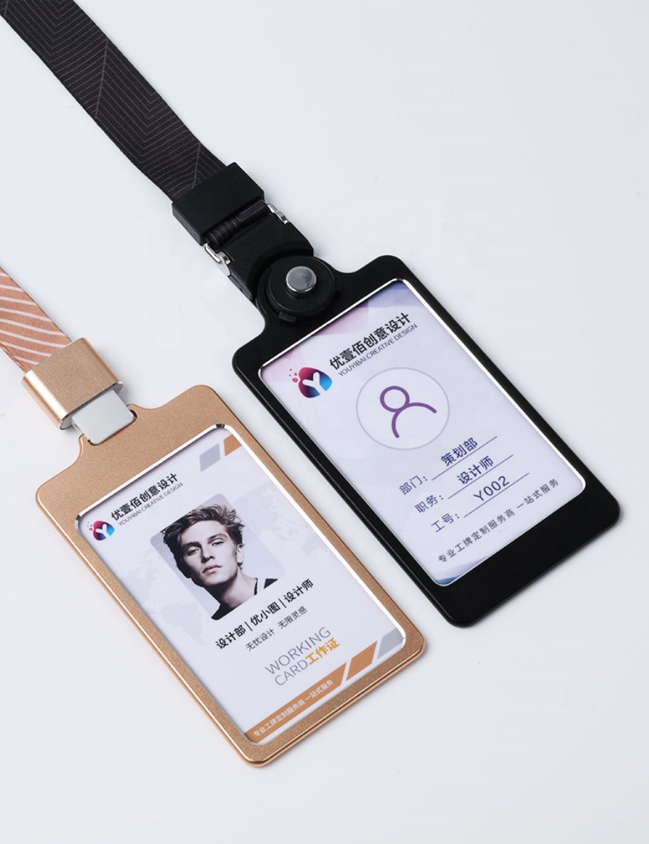 Manufacture High Quality Custom PVC Plastic Exhibition Staff Work Name Badge ID Cards With Hole custom business card