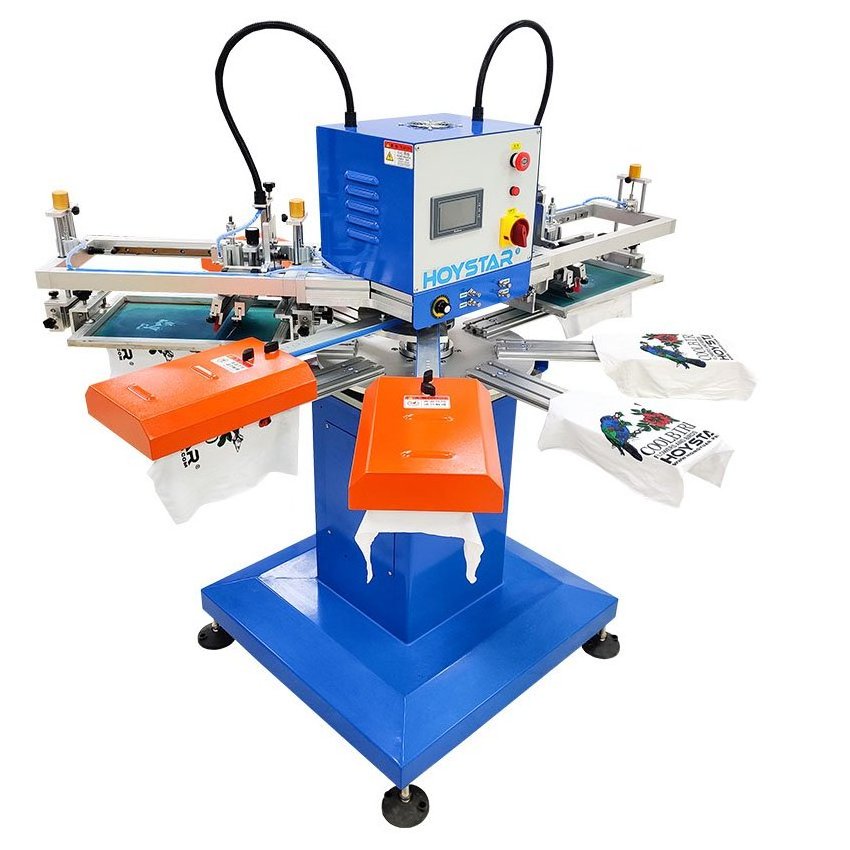 2 Color Automatic Carousel Silk Screen Printing Machine for T shirts/ Cloths/Textil/Garment