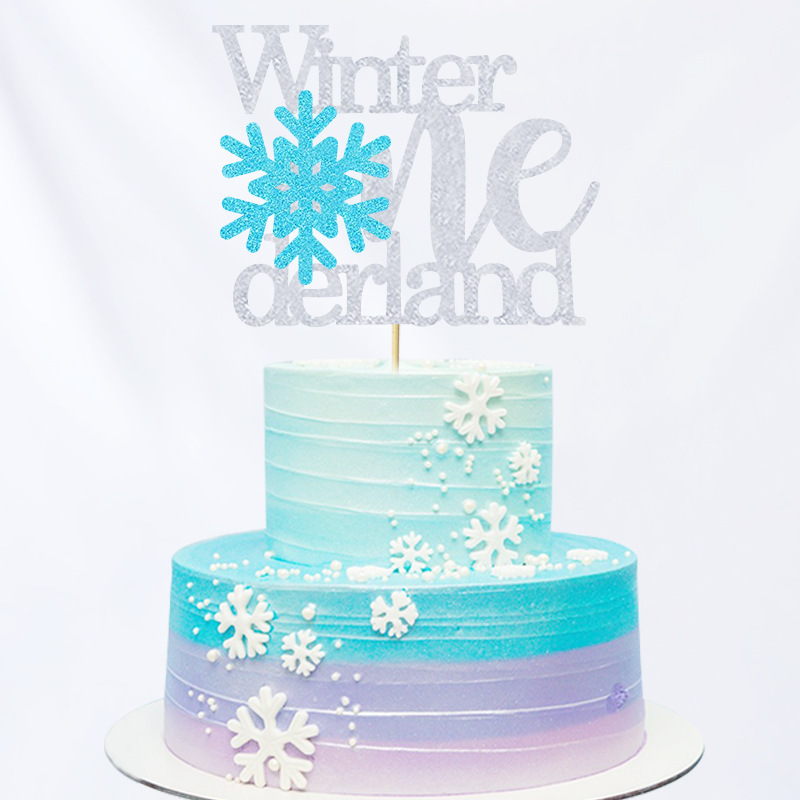 1st Birthday Cake Topper Winter one derland Winter Wonderland Snowflake Cake Topper Snow Ice Christmas Theme Party Decoration