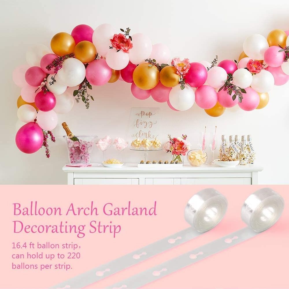 Coogam Balloon Decorating Strip Kit for Arch Garland 32Ft Balloon Tape Strip 2 Pcs Tying Tool 200 Dot Glue Ballon Flower C