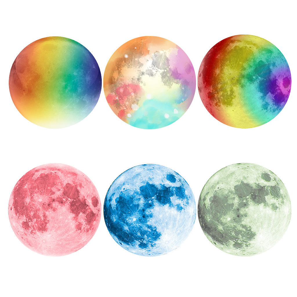 Glowing Ceiling Decals Moon and Planets Bright Solar System Wall Stickers for Kids Bedroom Any Room