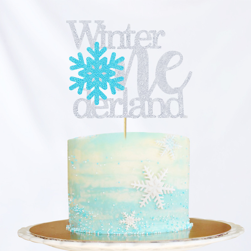 1st Birthday Cake Topper Winter one derland Winter Wonderland Snowflake Cake Topper Snow Ice Christmas Theme Party Decoration