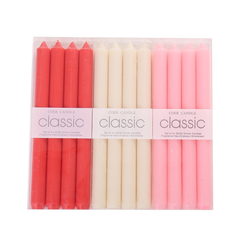 European Classic Red and White Candles 4pcs set long candles lighter Dinner Decoration Props candle making supplies