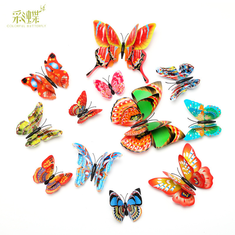 3D Butterfly Wall Decals Sticker Wall Decal Decor Art Decorations Sticker Set 3 Sizes for Room Home Nursery Classroom Offices