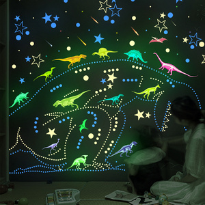 Hot sale glow LED toys Wall stickers Cartoon Rabbit Wall Decal Star Spacecraft Nightlight Decal Children's Room Decoration