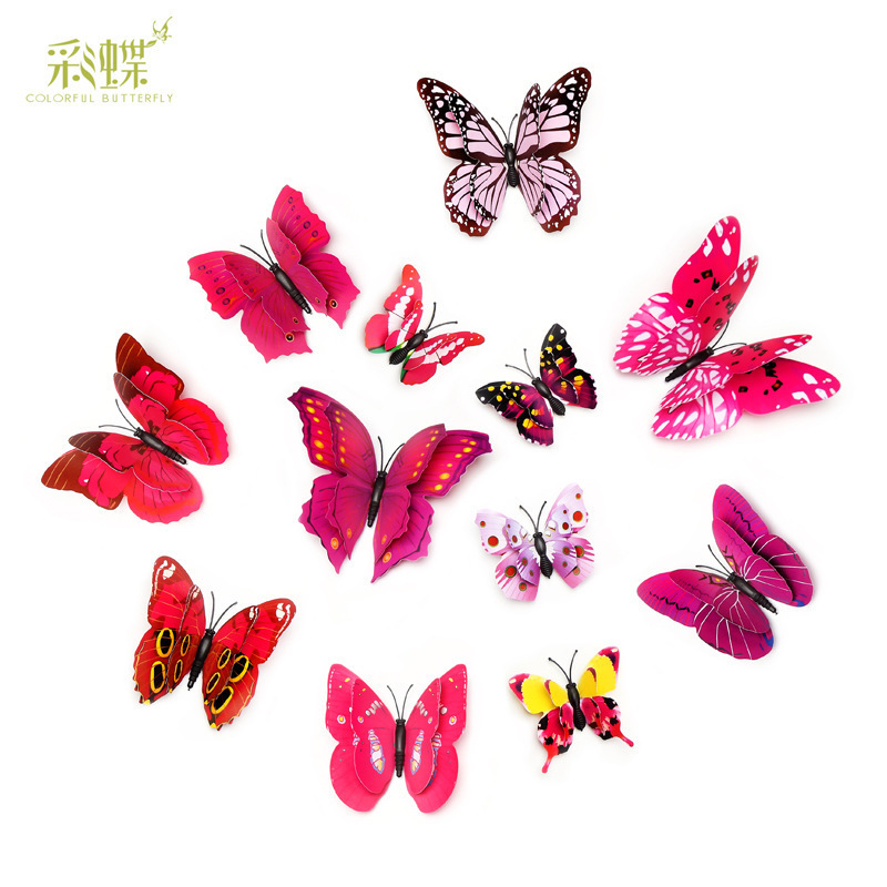 3D Butterfly Wall Decals Sticker Wall Decal Decor Art Decorations Sticker Set 3 Sizes for Room Home Nursery Classroom Offices