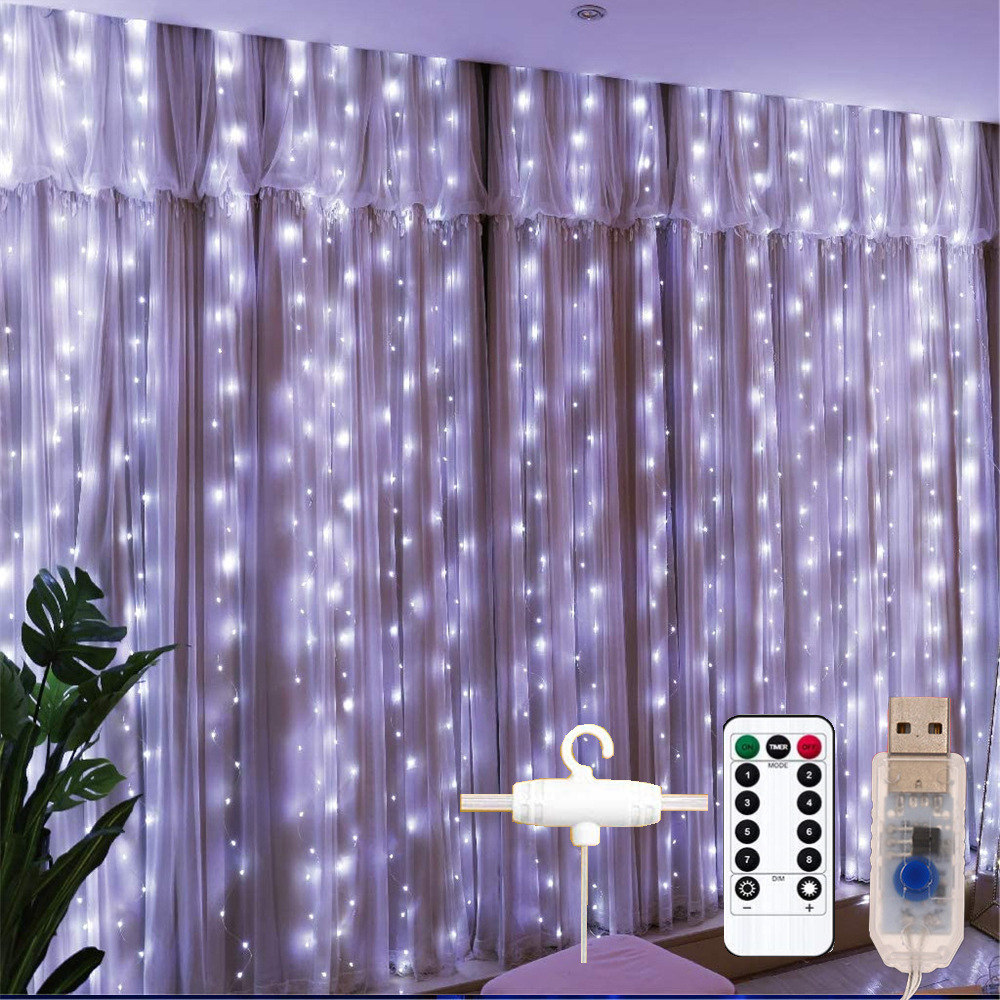 Remote Control LED Twinkle Curtain String Lights Lighting Led Curtain Lamp For Indoor Outdoor Decoration