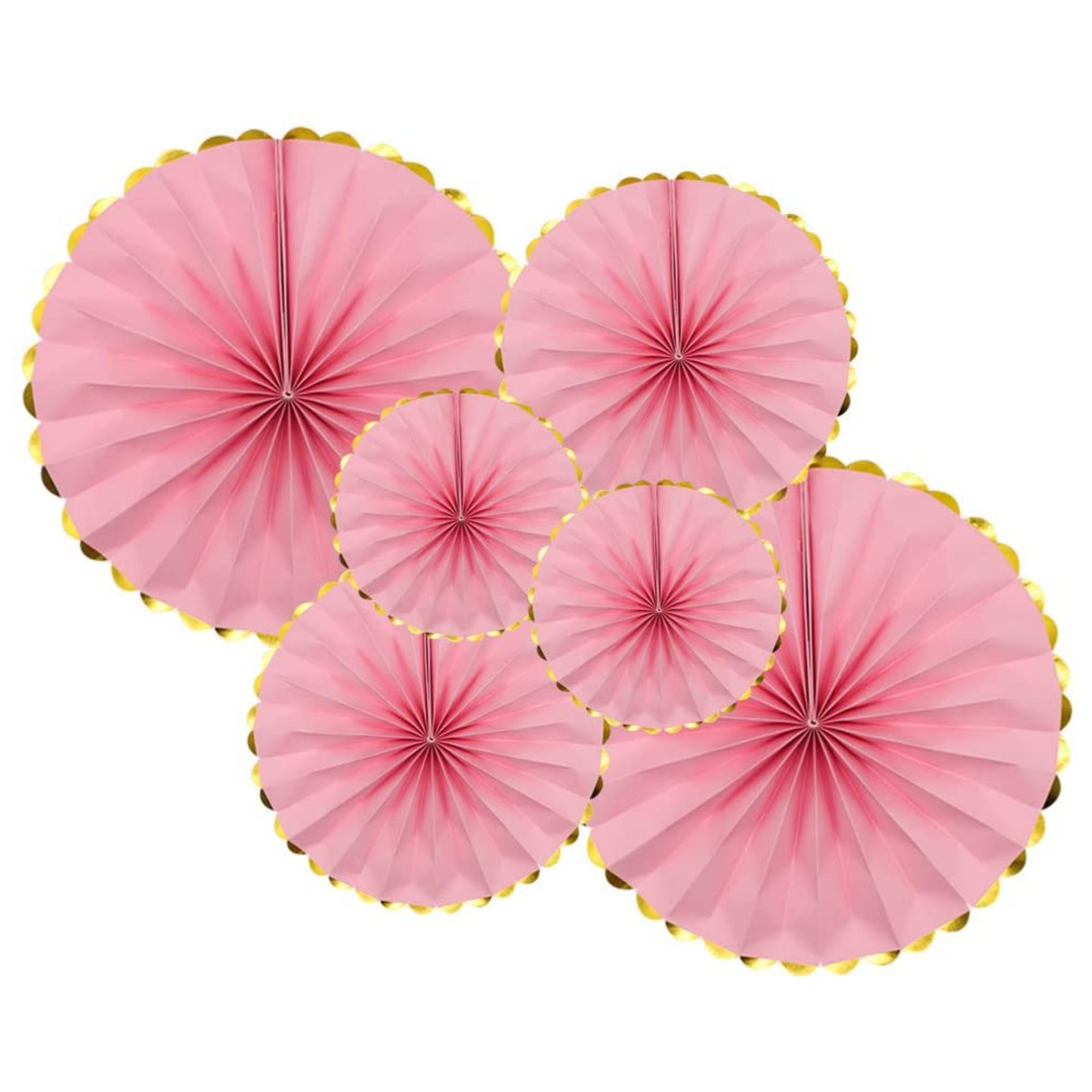 6Pcs Hanging Paper Fan Set Pink Garlands Birthday Wedding Baby Shower Girls Night Party Decorations