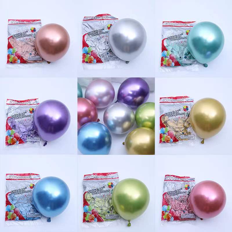 2021 Factory Price chrome balloons 12 inch rose gold WholeSale globos silver qualatex birthday decoration Wedding Balloons