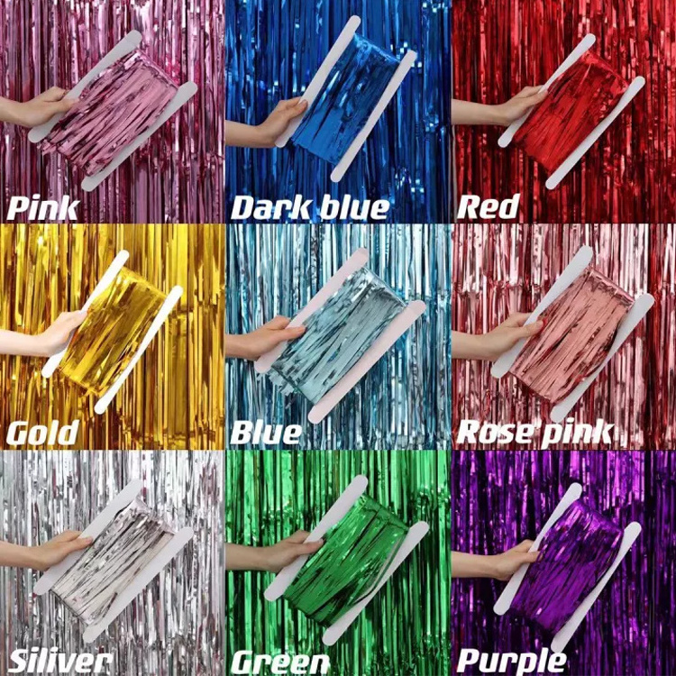 1M2M 3M Party Baby Shower Foil Fringe Garland Wedding Party Wall Decoration Photo Booth Backdrop Tinsel foil Curtain